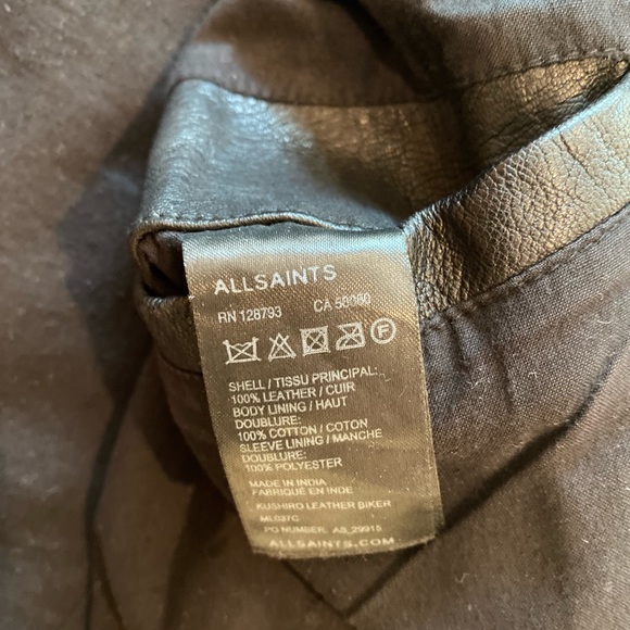 AllSaints mens Kushiro Leather Biker Jacket (Small) - Picture 5 of 7